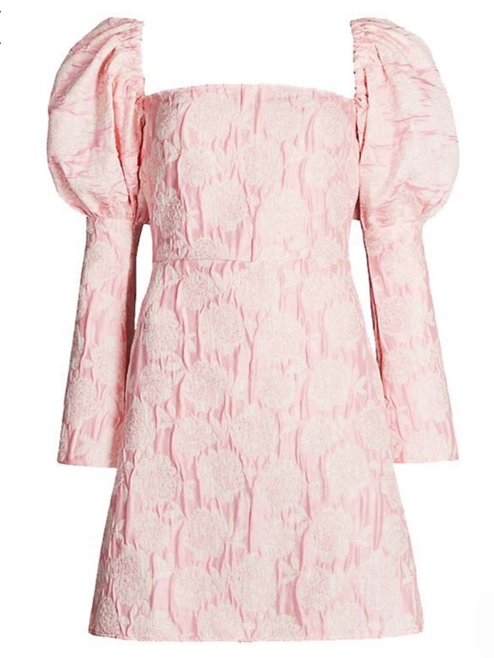OLIVIA ROSE THE LABEL Ophelia puffed-sleeve mini dress in Blush Gold Brocade